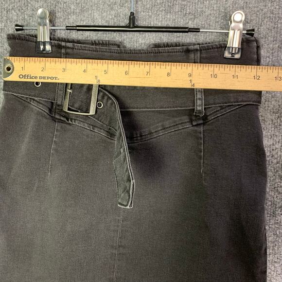 FREE PEOPLE Belted Black Denim Pencil Mini Skirt SZ 0 - Picture 3 of 9
